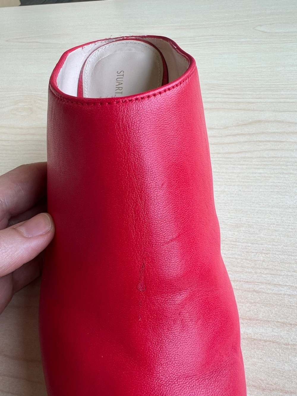 Stuart Weitzman mira red leather pointed toe slide on mules kitten heels 7.5 - Picture 11 of 16